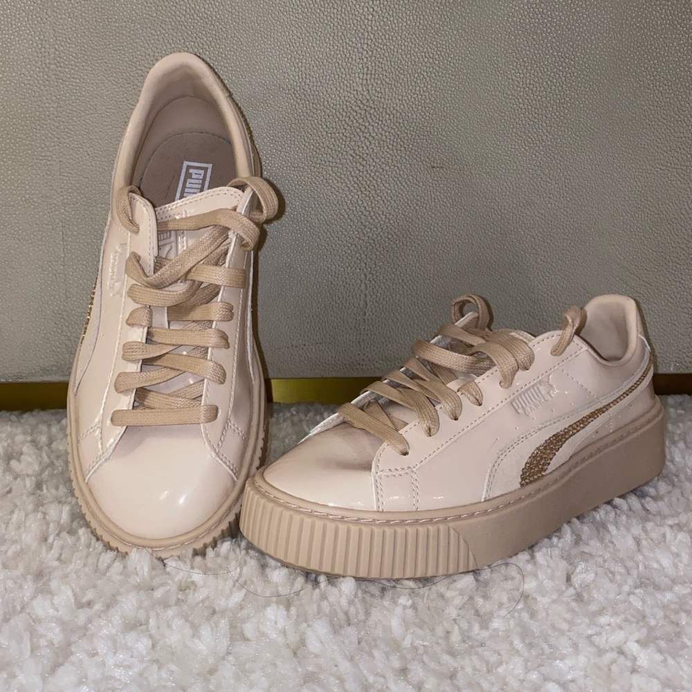 Brand New Blinged Beige Puma Sneakers